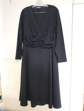 Vintage Cocktail Dress Long Sleeve Empire High Waist Fit And Flare 16w Black USA