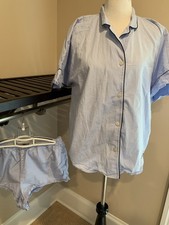 Gap Body pajamas set medium m 100 cotton knit shorts blue ruffles