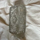 Vintage Anchor Hocking Clear Pressed Glass Star of David Butter Dish with Lid