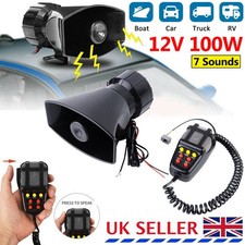 100W 12V Car Truck Fire Alarm Siren Horn Warning Loud Speaker System 7-Tones UK