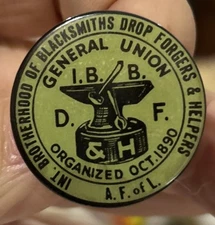 International Brotherhood Union Celluloid Pinback Button 1890 Blacksmiths
