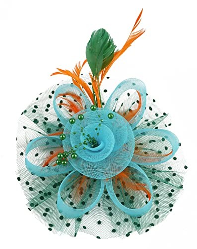 Kentucky Derby Fascinators for Women High Tea Party One Size Orange&light Blue - Bild 3 von 8