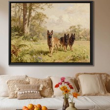 Dipinto olio cane belga Malinois stampa su tela paesaggio arte da parete decorazione casa