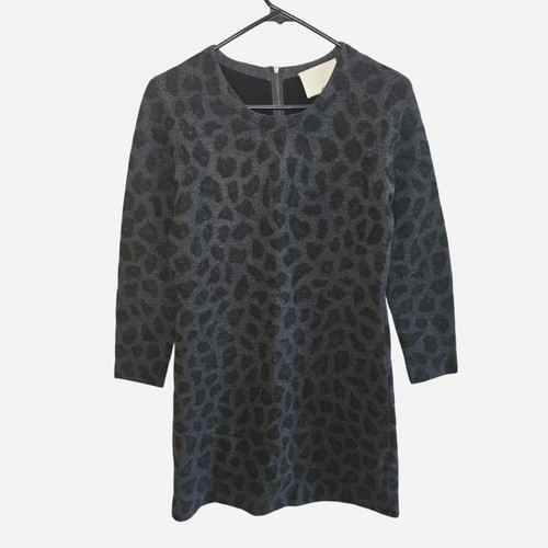 3.1 Phillip Lim Leopard Wool Sheath Dress Women's Medium Black Gray Designer