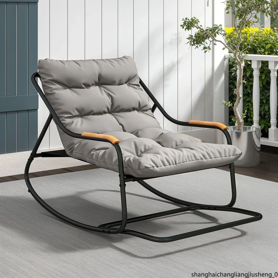 Oversized Rocking Chair, Thick Cushion, Steel Frame, - Image 3 of 4