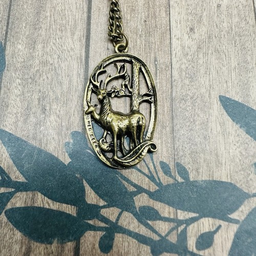 Buck And Doe Deer Brass Necklace B9