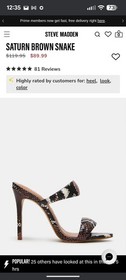 Steve Madden Saturn Snakeskin 6.5 Brand New Inbox NIB Sandal Heel