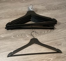 Wooden Hangers Lot Of 8 Suit Hangers Premium Black Finish