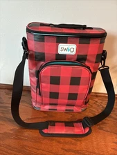 SWIG Hayride Slingi Crossbody Cooler Red/Black Buffalo Check Tailgate Picnic