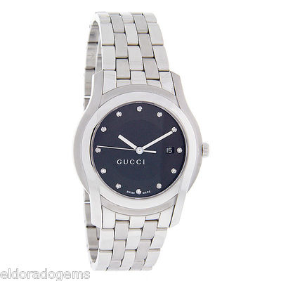 GUCCI G CLASS 5505 XL SERIES DIAMOND STAINLESS STEEL DRESS