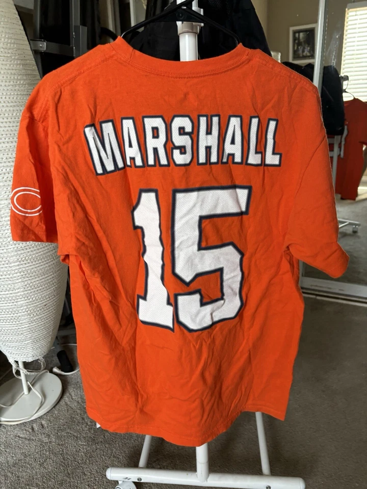 Мужская большая рубашка Chicago Bears NFL оранжевая Brandon Marshall No15 Crewneck Vintag - Изображение 2 из 4