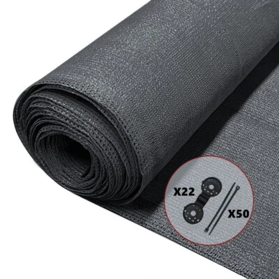 VOUNOT Brise vue occultant en HDPE 90g/m² 1.8x10m avec attaches de fixation anthracite