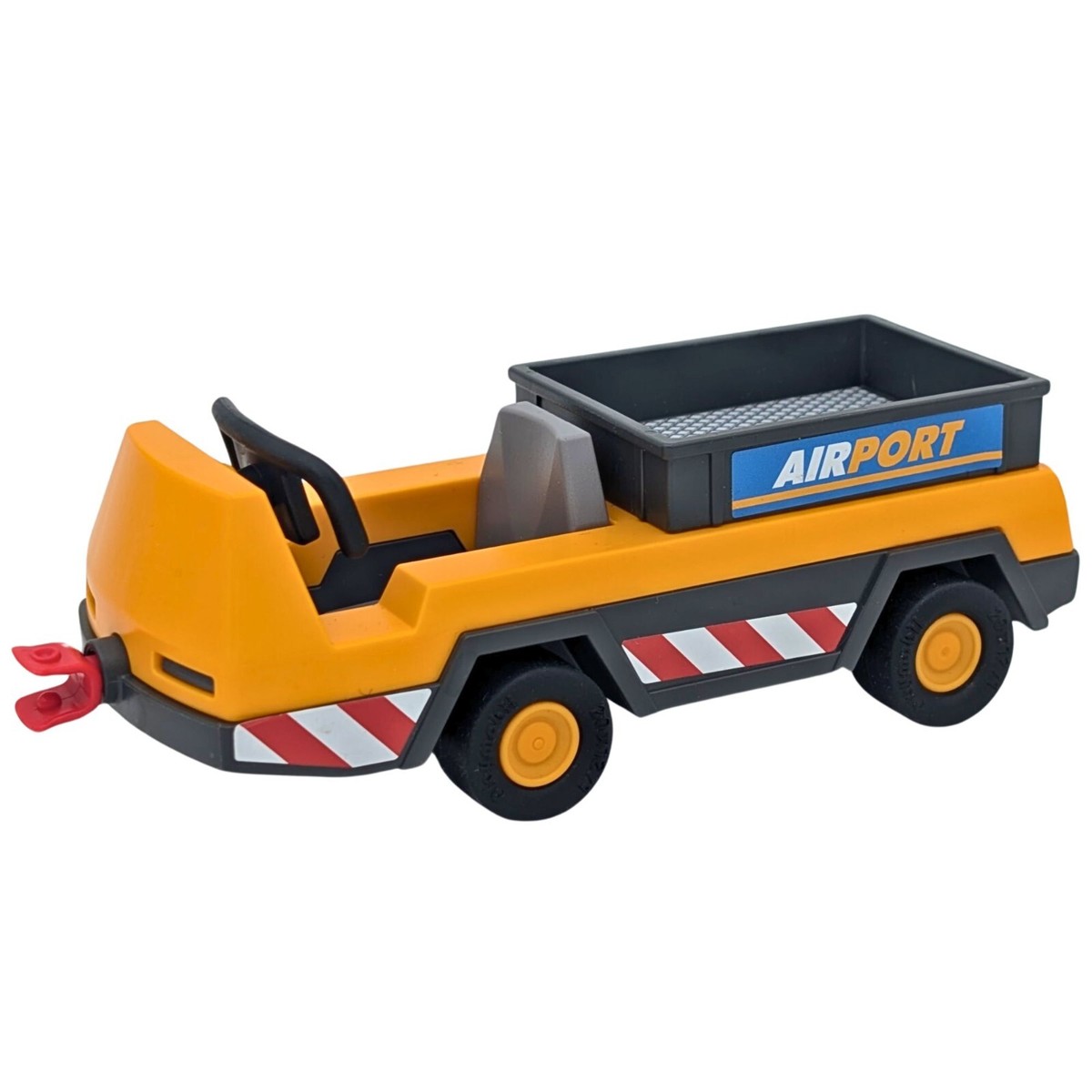 Playmobil yellow vehicle trailer plane suitcases airport city