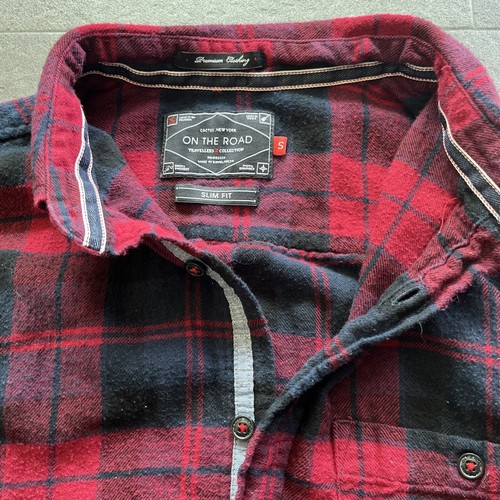 Cactus New York On The Road Button Down Flannel Travelers Collection Slim Fit Sm - Picture 12 of 15