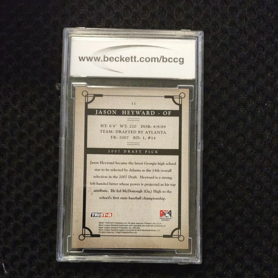 2007 Tristar Prospects Plus Jason Heyward Pro Debut #11 BCCG 10 Mint+ - Image 2 of 2