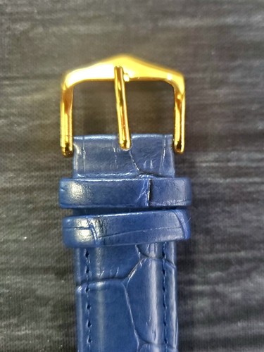 Herren Slim Gold Tank Rechteckig Blaues Zifferblatt Blau Leder Neu Mvt & Batt*** - Bild 9 von 9