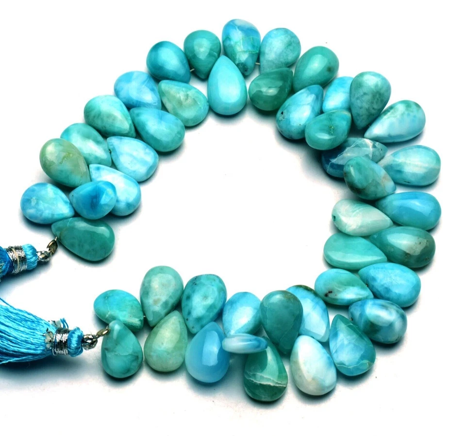 Gema Natural AAA Larimar 12x9 a 13x9mm Tamaño Suave Forma Pera Cuentas 8" Hilo Foto 3 de 3