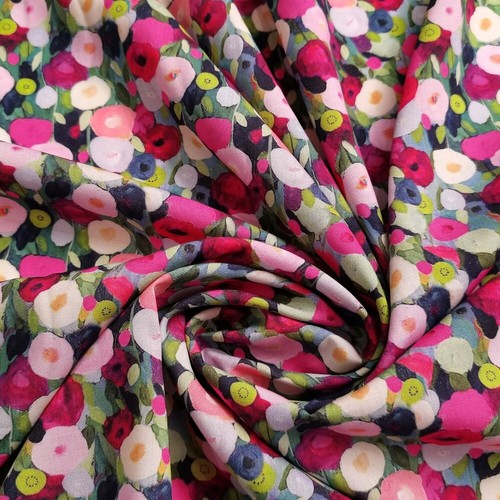 39 InchX55 Inch Pink County Floral Viscose Fabric Soft Clothing Material Poplin - Picture 2 of 11