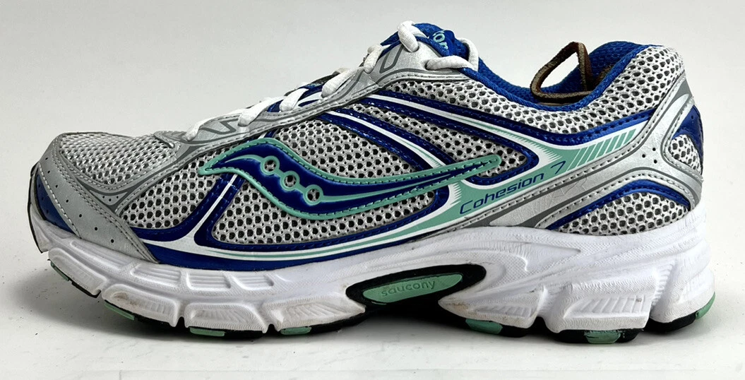 Saucony Cohesion 7 Silver Blue Lace Up Running Shoes Sneakers Women s Size 9W