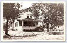 RPPC American Square Home~Paul Gillam~Planters on Wide Porch~Lil Square Window