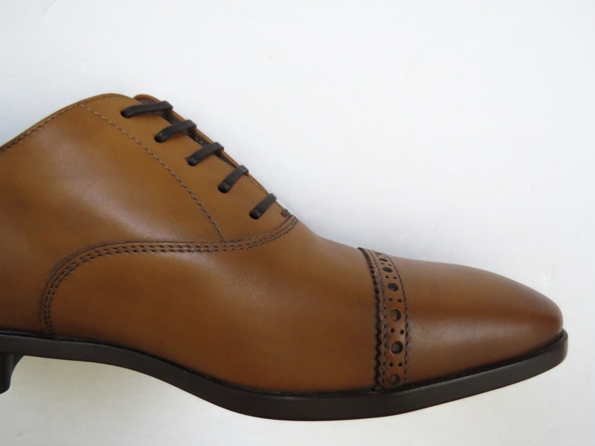 $895 SALVATORE FERRAGAMO Brown Leather Brogue Oxford Shoes 