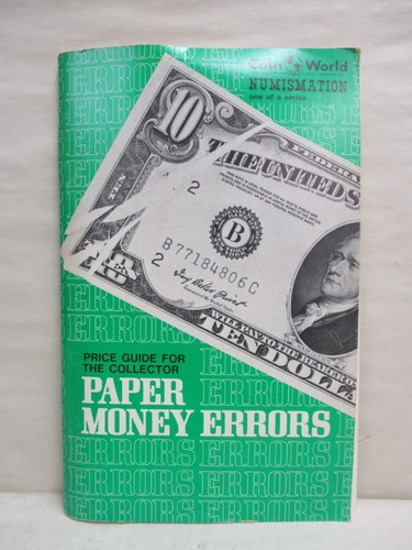 Price Guide for the Collector Paper Money Errors 3rd Edition 1977 Tom DeLorey
