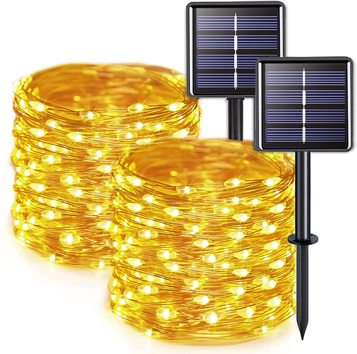 2 Pack Solar Fairy Lights Warm White, 100 LED 33Ft Solar String Lights Outdoor W