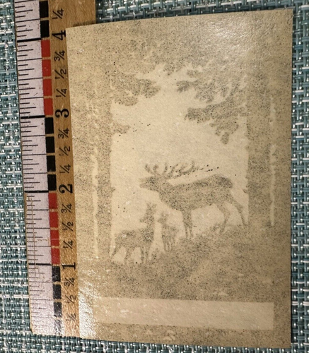 BOOK PLATE VINTAGE SILOUETTE DEER IN WOODS UNUSED ONE ONLY RARE - Picture 3 of 3