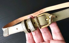 Jordache 1980s Skinny Leather Belt AVOCADO GREEN NEW WAVE chic Waist 25 S