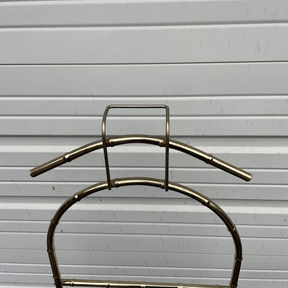 Estante de traje vintage de metal dorado imitación bambú valet mayordomo soporte Hollywood Regency Foto 2 de 4