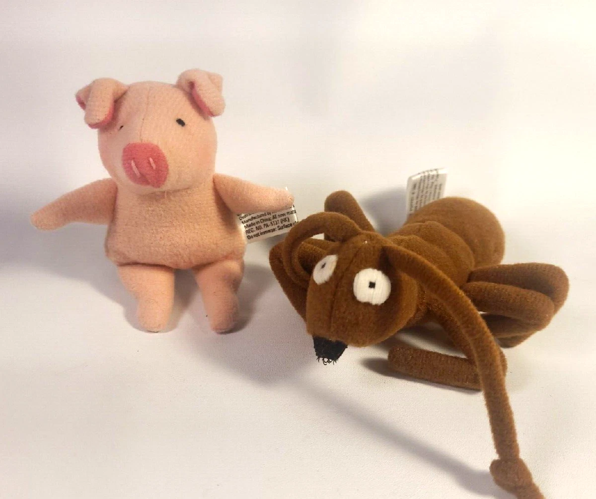 Vtg 1996 1997 Merrymakers Finger Puppets Pig Ant plush stuffed