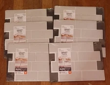 Smart Tiles Gloss Finish Metro Subway gray Peel & Stick Tiles Lot Of 24 SM1128