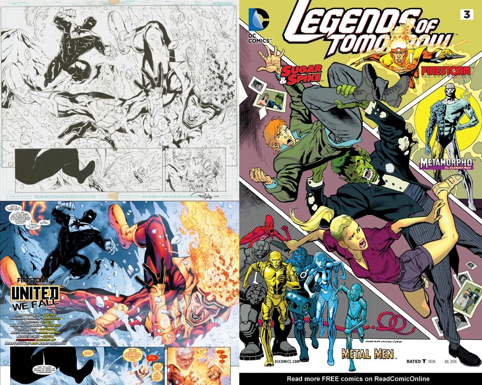 Gerry Conway Firestorm Legends of Tomorrow #3 Original Art Double Page Splash Comic Art