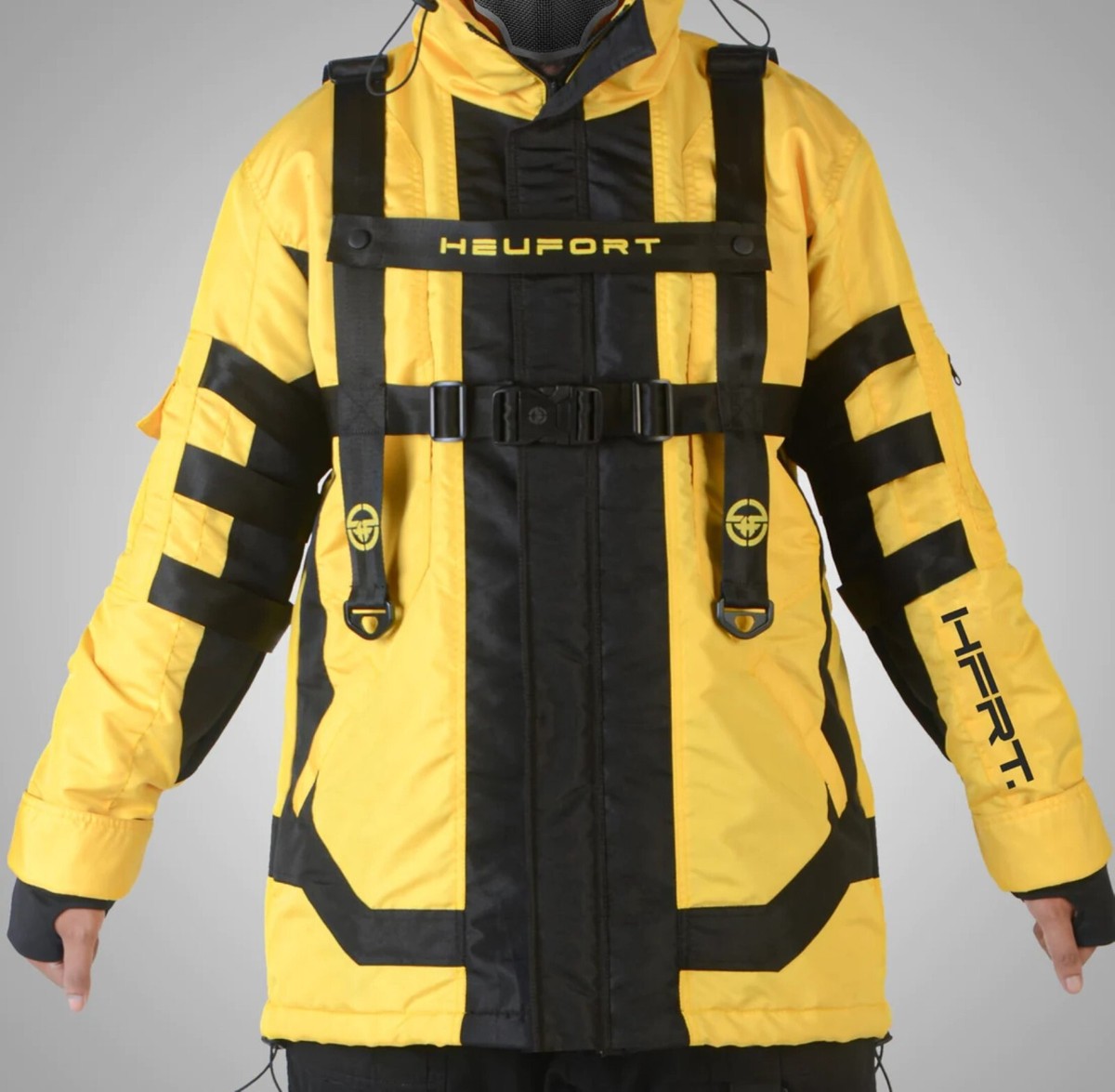 Men's Techwear Yellow Parka Jacket Coat Hoodie Full Zip NP01 Men's Techwear Yellow Parka Jacket Coat Hoodie Full Zip NP01