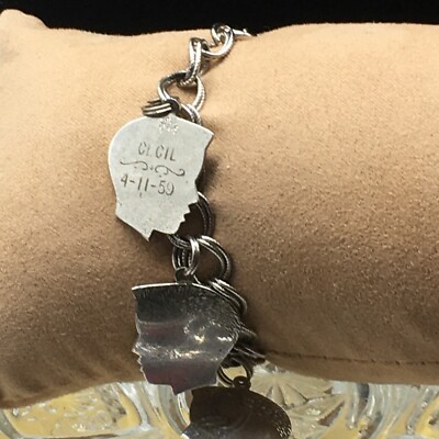 Jacoby Bender Sterling Silver Charm Bracelet Vintage Double Link Chain 6.5'' 22g