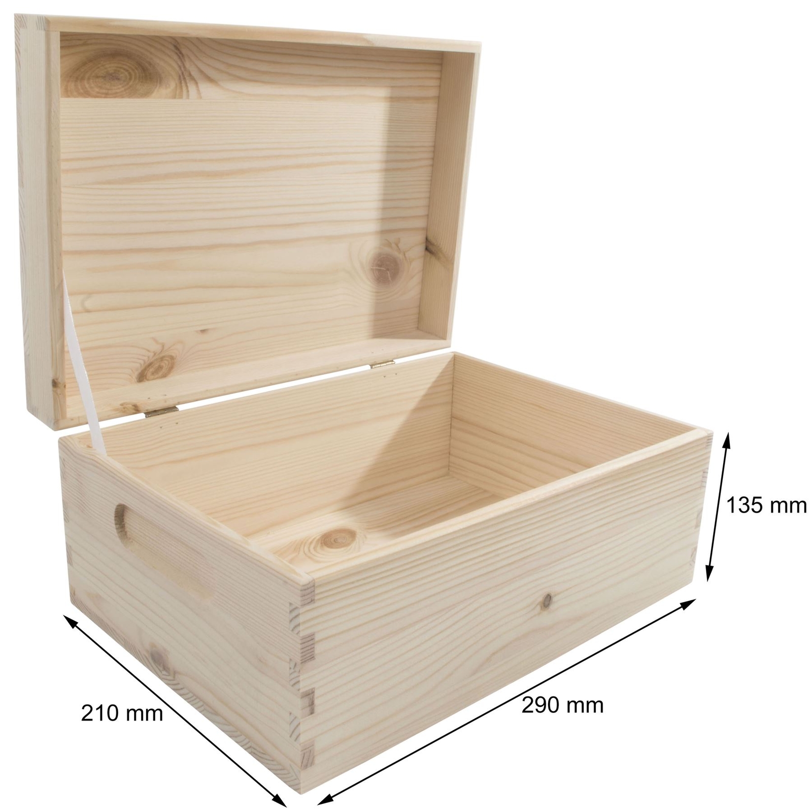 Wooden Storage Box 29x21x13cm Unpainted Pine Keepsake Memory Decoupage