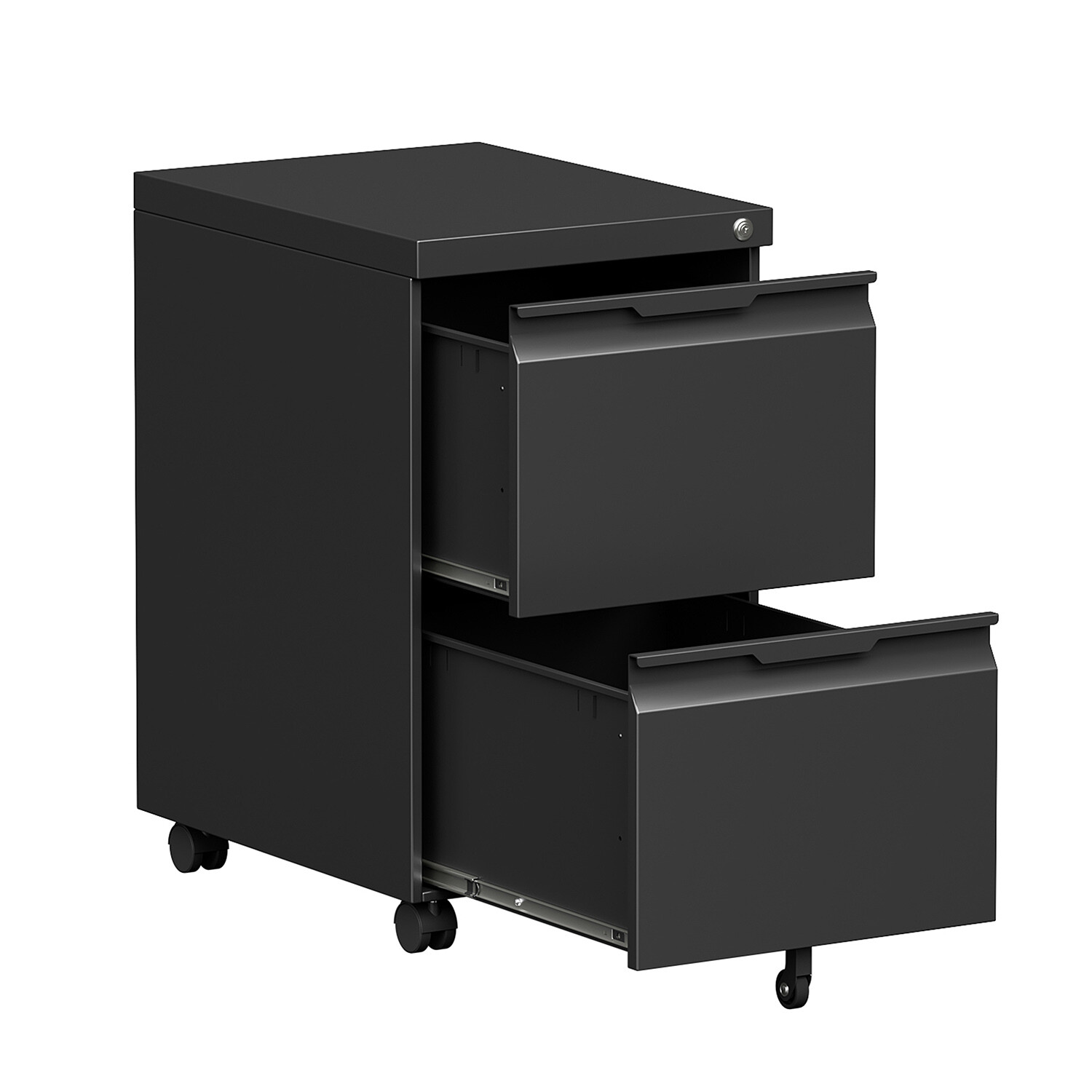 2 Drawer Mobile Metal File Cabinet Movable Under Desk Rolling Filing Cabinet BK