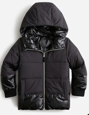 Crewcuts Girls' reversible metallic puffer jacket with PrimaLoft , Black, NWT