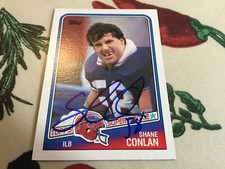 1988 Topps Shane Conlan Autographed Football Card Buffalo Bills Penn State RC