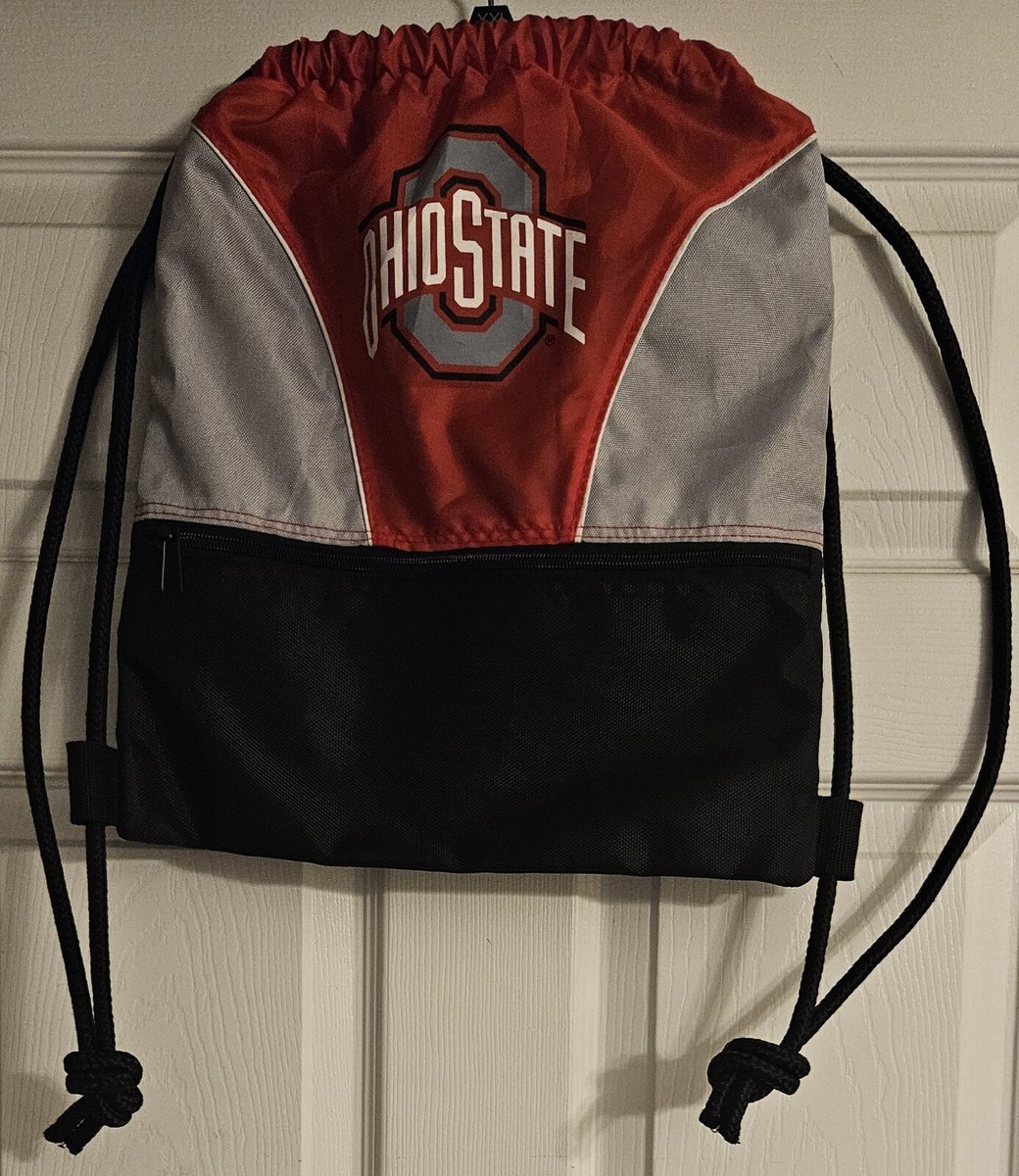Ohio State Woven Stripe Drawstring Backpack Red Gray OHIO STATE Drawstring Backpack Gym Cinch Sack Red Gray Black  main image 2