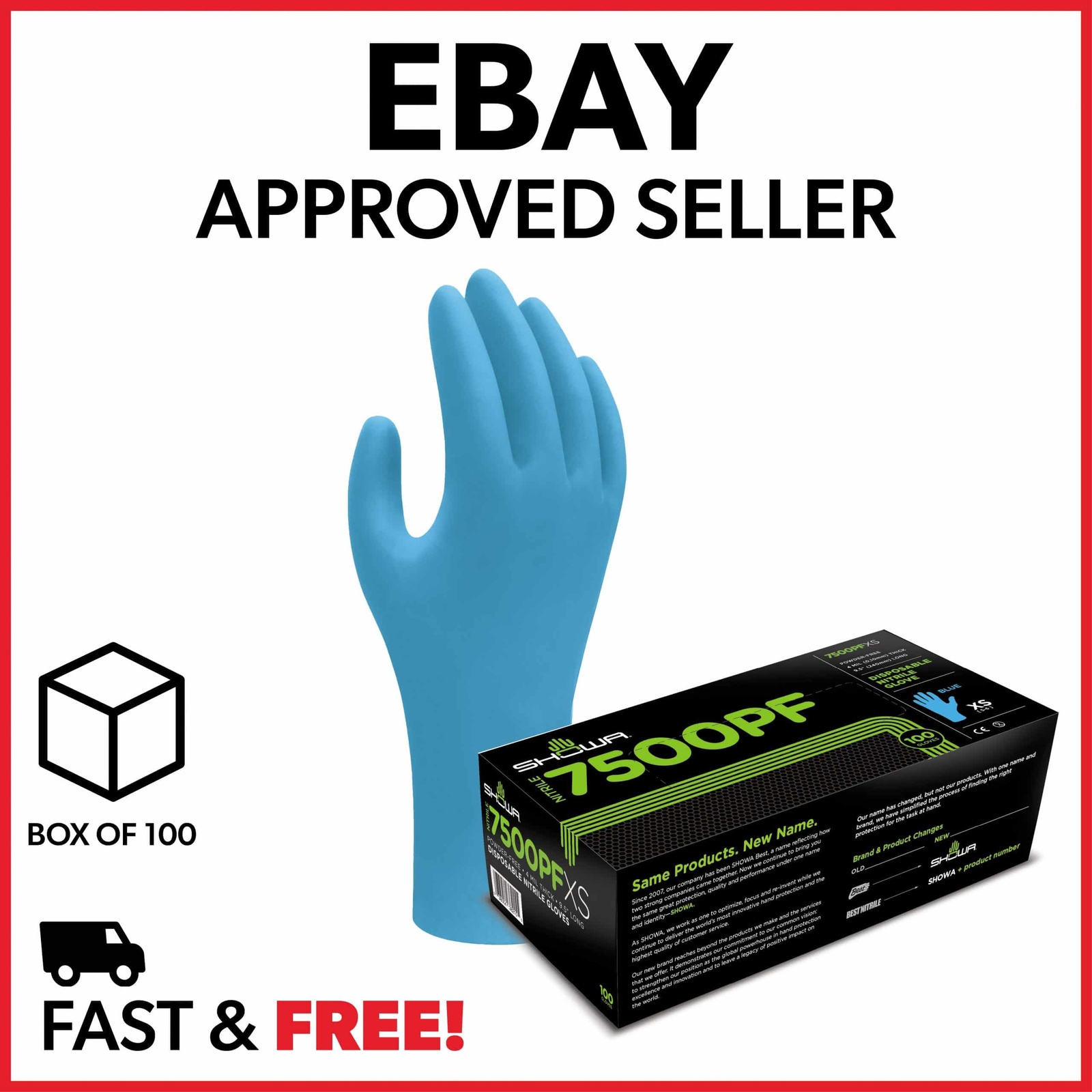 Showa 7500PF 0.10 mm Latex & Silicone Free Box of 100 Non Sterile