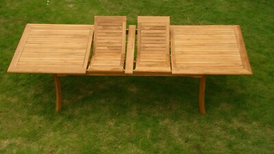 13-Piece Outdoor Teak Dining Set: 117  Rectangle Table, 12 Reclining Chairs Wraw