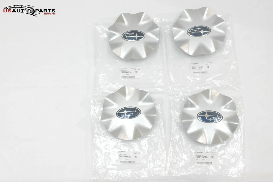 JUEGO DE 4 tapas centrales cubiertas de cubo de rueda plateadas genuinas Subaru para Tribeca 2006-2014 Foto 3 de 4