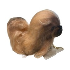 Russ Berrie  Co. Vtg 1970 Pekingese Pug Shiz Tsu Long Hair Dog Plush Japan