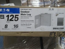 Eaton BR816L125RP Loadcenter Main Lug 125 Amp  120/240V 1PH3W N3R-E3167 NEW-B