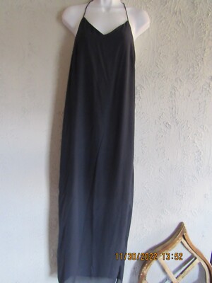 Vero Moda nwt sz S Diana long slip dress navy sheer over slip slit skirt  sexy