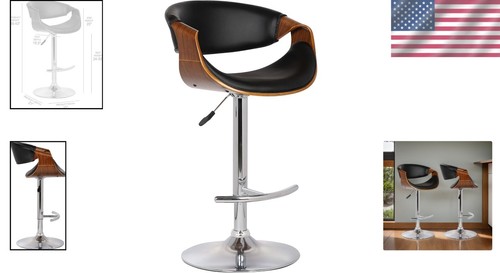 Elegant Butterfly Swivel Bar Stool: Adjustable Height & Premium Faux Leather - Picture 2 of 14