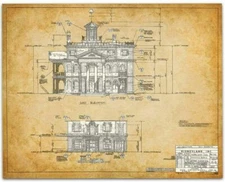 THE HAUNTED MANSION BLUE PRINT DISNEYLAND POSTER 24 X 24 Inches
