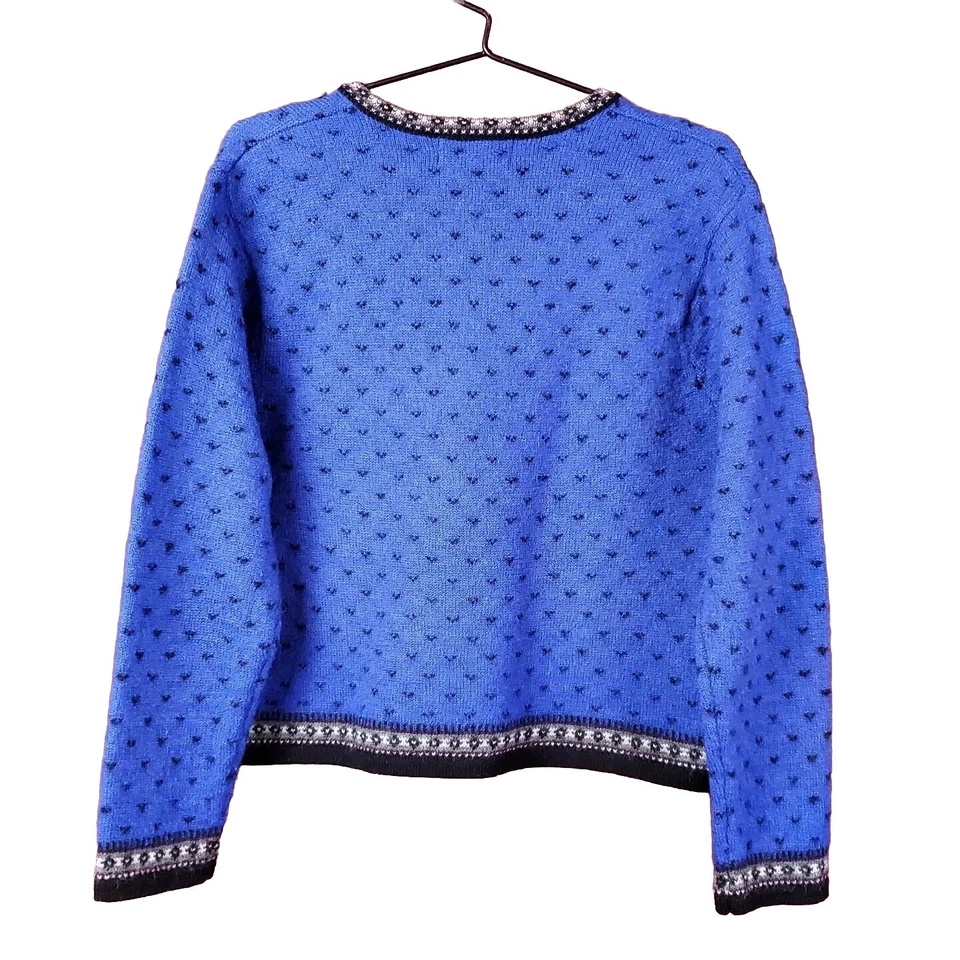 Tally Ho Women's Long Sleeve Wool Nordic Sweater PM Royal Blue Green Gray Peach - Image 2 of 4