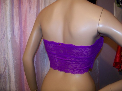 Bandeau de encaje sin tirantes rosa talla mediana púrpura talla mediana con diamantes de imitación - Imagen 8 de 8
